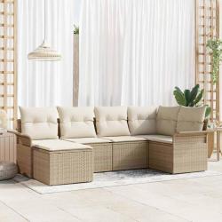 Ensemble de canap&eacute; de jardin 6 pcs Beige polyrotin