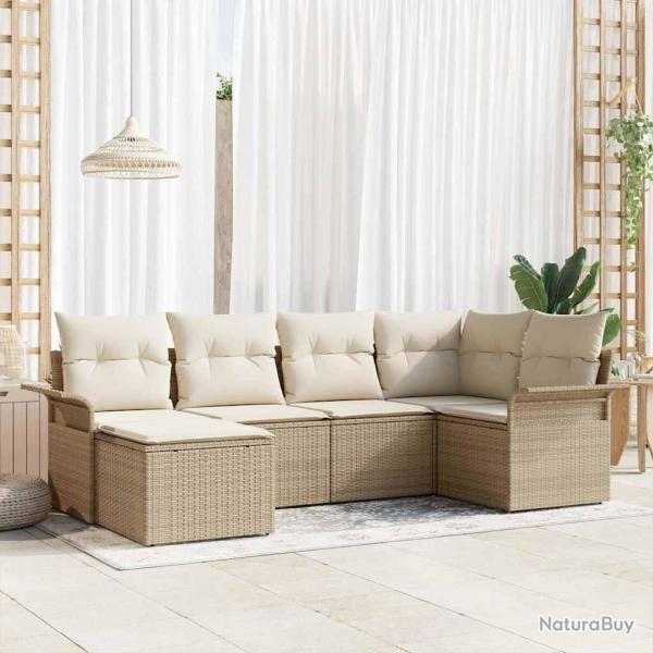 Ensemble de canap� de jardin 6 pcs Beige polyrotin