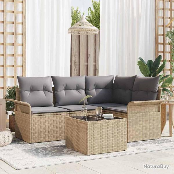 Ensemble de canap� de jardin 5 pcs Beige polyrotin