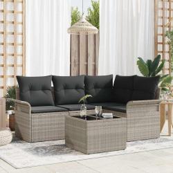Ensemble de canap&eacute; de jardin 5 pcs Gris clair polyrotin