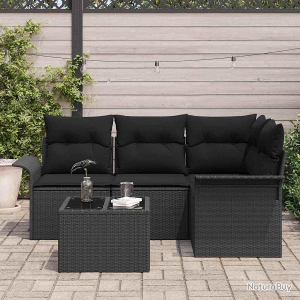 Ensemble de canap� de jardin avec stockage 5 pcs Noir polyrotin