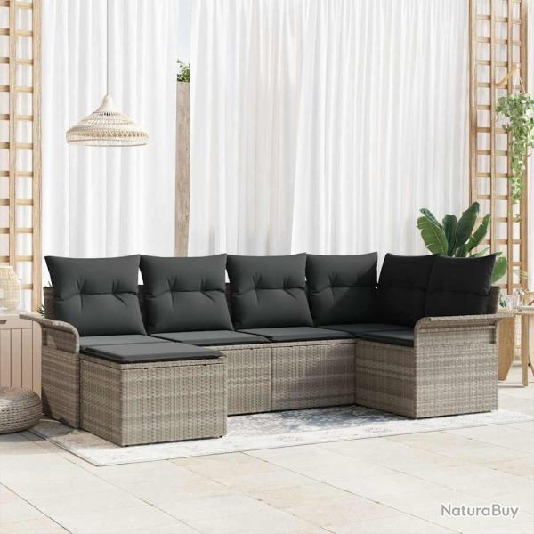 Ensemble de canap� de jardin 6 pcs Gris clair polyrotin