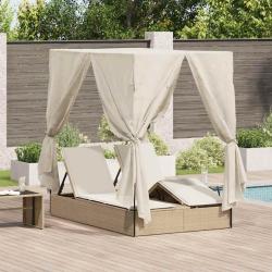 Transat double R&eacute;glable Beige 205 x 129 x 200 cm polyrotin