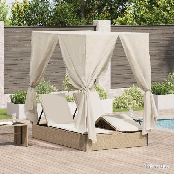 Transat double R�glable Beige 205 x 129 x 200 cm polyrotin