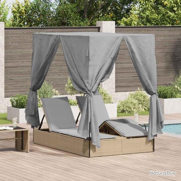 Transat double R�glable Gris 205 x 129 x 200 cm polyrotin