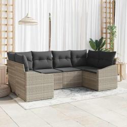 Ensemble de canap&eacute; de jardin 6 pcs Gris clair polyrotin