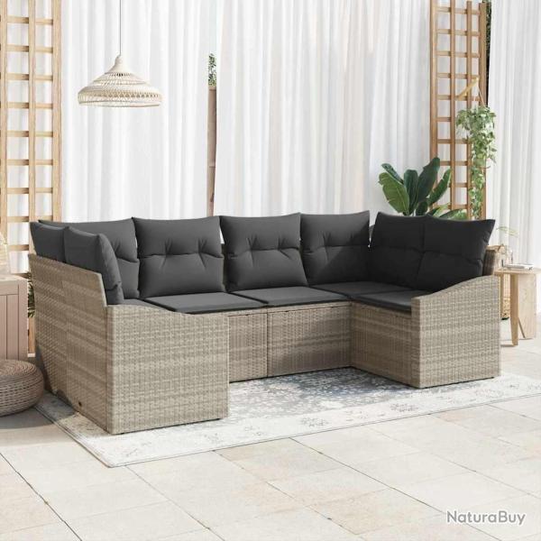 Ensemble de canap� de jardin 6 pcs Gris clair polyrotin