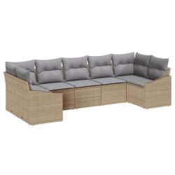 Ensemble de canap&eacute; de jardin 7 pcs Beige et Gris clair