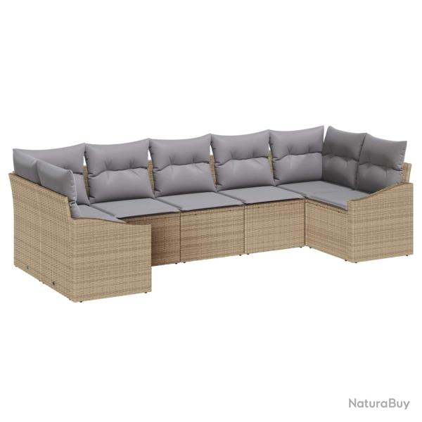 Ensemble de canap� de jardin 7 pcs Beige et Gris clair