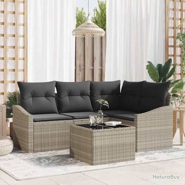 Ensemble de canap� de jardin 5 pcs Gris clair polyrotin