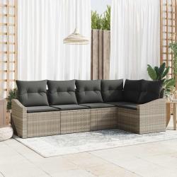 Ensemble de canap&eacute; de jardin 5 pcs Gris clair polyrotin