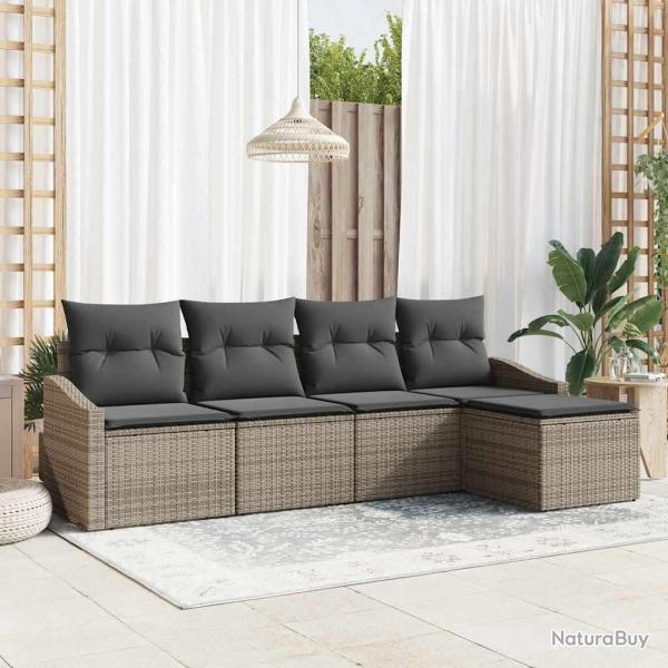 Ensemble de Canap�s avec coussin 5 pcs Gris polyrotin
