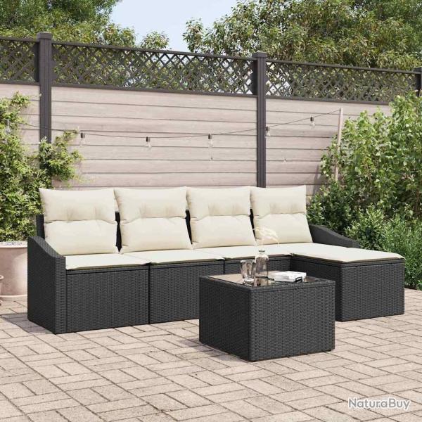 Ensemble de Canap�s 5 pcs Marron et Cr�me polyrotin
