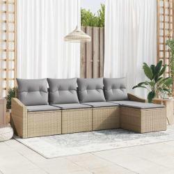 Ensemble de Canap&eacute;s 5 pcs Beige et Gris clair polyrotin