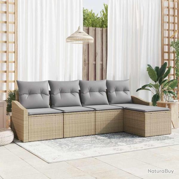 Ensemble de Canap�s 5 pcs Beige et Gris clair polyrotin