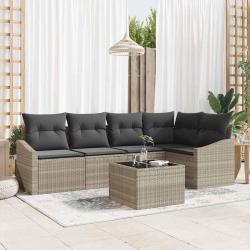 Ensemble de canap&eacute; de jardin 6 pcs Gris clair polyrotin