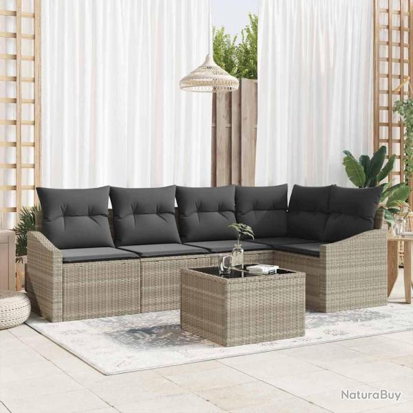 Ensemble de canap� de jardin 6 pcs Gris clair polyrotin