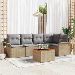 Ensemble de canap&eacute; de jardin 6 pcs Beige et Gris clair