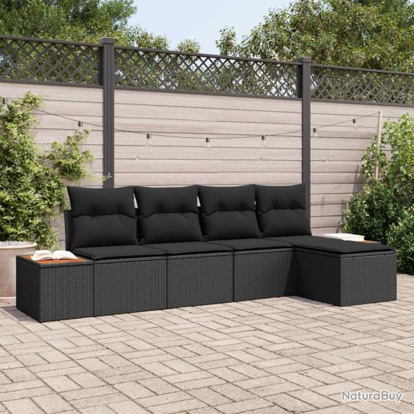 Ensemble de canap� de jardin avec coussin 6 pcs Noir Polyrotin