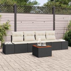 Ensemble de canap&eacute; de jardin 5 pcs Noir et Cr&egrave;me polyrotin