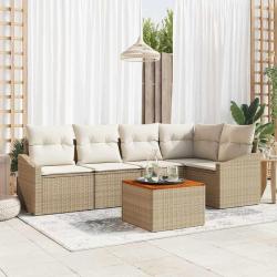 Ensemble de canap&eacute; de jardin 6 pcs Beige et cr&egrave;me polyrotin