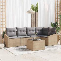 Ensemble de canap&eacute; de jardin 6 pcs Beige et Gris clair