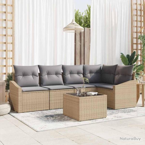 Ensemble de canap� de jardin 6 pcs Beige et Gris clair