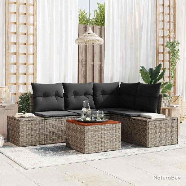 Ensemble de canap� de jardin avec stockage 5 pcs Gris polyrotin