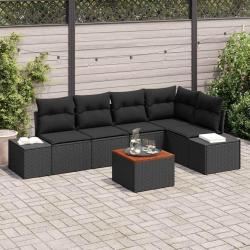 Ensemble de canap&eacute; de jardin avec stockage 6 pcs Noir polyrotin