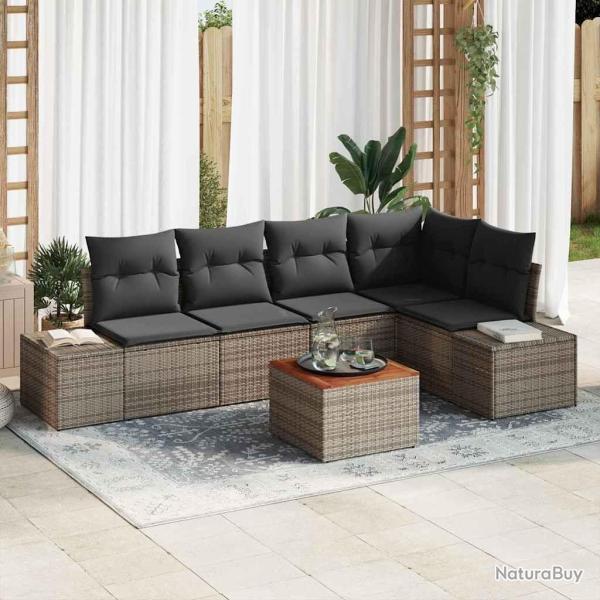 Ensemble de canap� de jardin avec stockage 6 pcs Gris polyrotin
