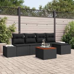 Ensemble de canap&eacute; de jardin avec stockage 6 pcs Noir polyrotin