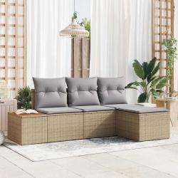 Ensemble de canap&eacute; de jardin 4 pcs Beige et Gris clair