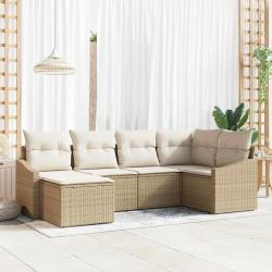 Ensemble de salle &agrave; manger pour jardin 6 pcs Beige et cr&egrave;me