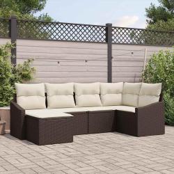 Ensemble de salle &agrave; manger pour jardin 6 pcs Marron et Cr&egrave;me