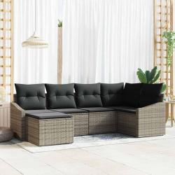 Ensemble de salle &agrave; manger pour jardin avec coussin 6 pcs Gris