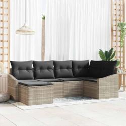 Ensemble de salle &agrave; manger pour jardin 6 pcs Gris clair