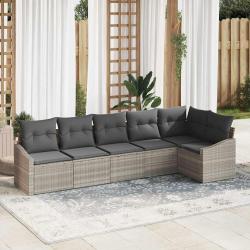 Ensemble de canap&eacute; de jardin 6 pcs Gris clair polyrotin