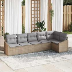 Ensemble de canap&eacute; de jardin 6 pcs Beige et Gris clair