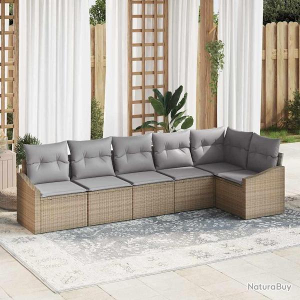 Ensemble de canap� de jardin 6 pcs Beige et Gris clair