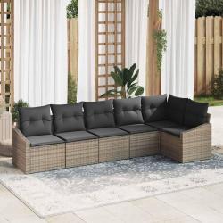 Ensemble de canap&eacute; de jardin avec coussin 6 pcs Gris polyrotin