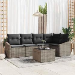 Ensemble de canap&eacute; de jardin 6 pcs Gris clair polyrotin