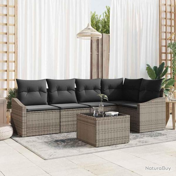 Ensemble de canap� de jardin 6 pcs Gris clair polyrotin