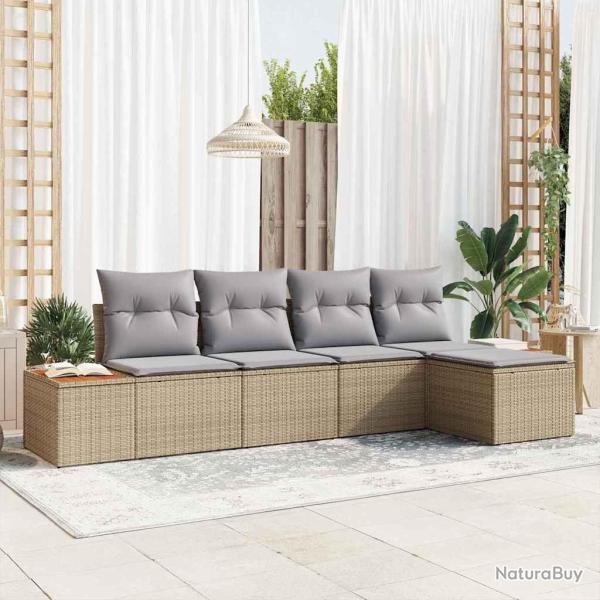 Ensemble de canap� de jardin 6 pcs Beige et Gris clair