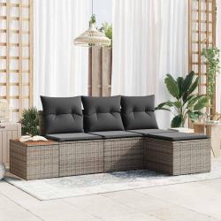 Ensemble de canap&eacute; de jardin 4 pcs Gris Poly Rattan