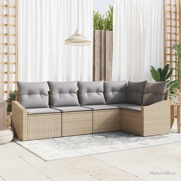Ensemble de canap� de jardin 5 pcs Beige et Gris clair