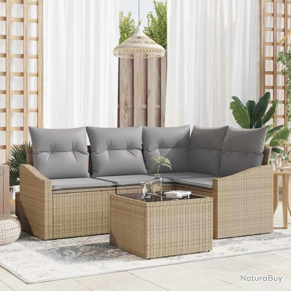 Ensemble de canap� de jardin 5 pcs Beige et Gris clair