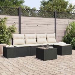 Ensemble de canap&eacute; de jardin 5 pcs Marron et Cr&egrave;me polyrotin
