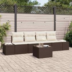 Ensemble de canap&eacute; de jardin 5 pcs Marron et Cr&egrave;me polyrotin