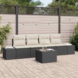 Ensemble de canap&eacute; de jardin 5 pcs Noir et Cr&egrave;me polyrotin