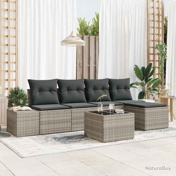 Ensemble de canap� de jardin 5 pcs Gris clair polyrotin
